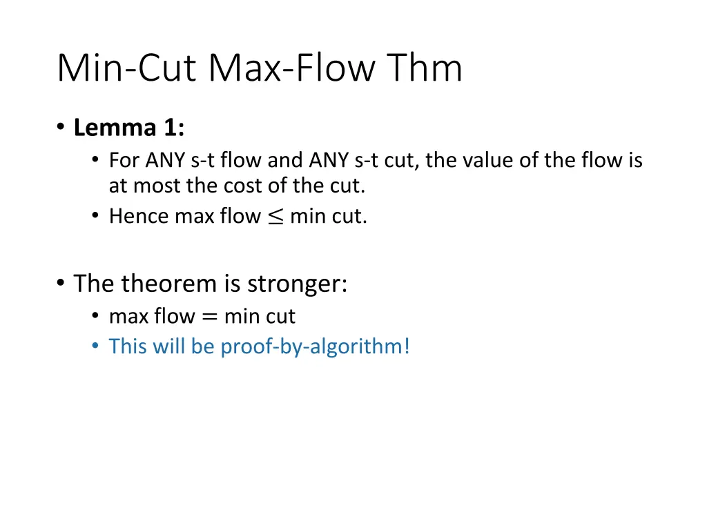 min cut max flow thm
