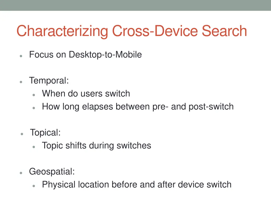characterizing cross device search