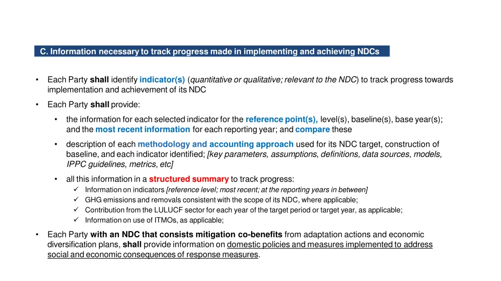 reporting information on tracking progress of ndcs 1