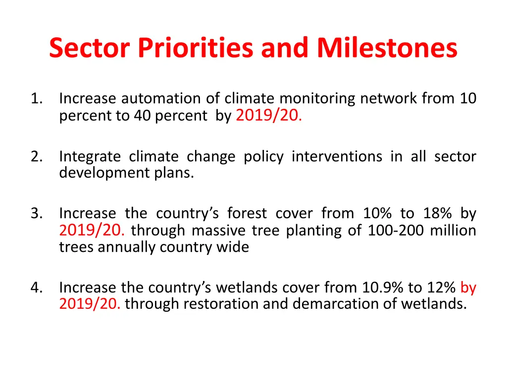 sector priorities and milestones 1