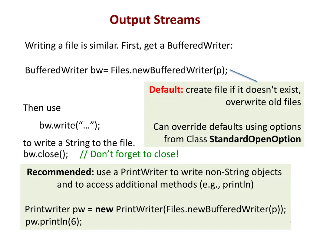 output streams