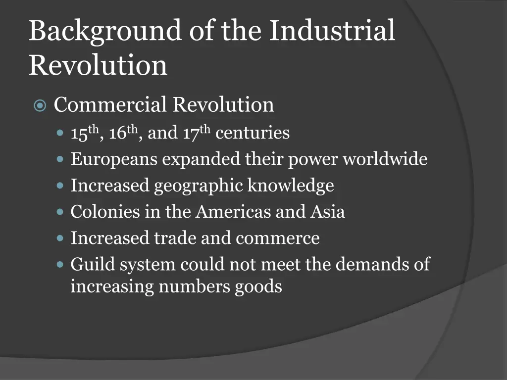 background of the industrial revolution