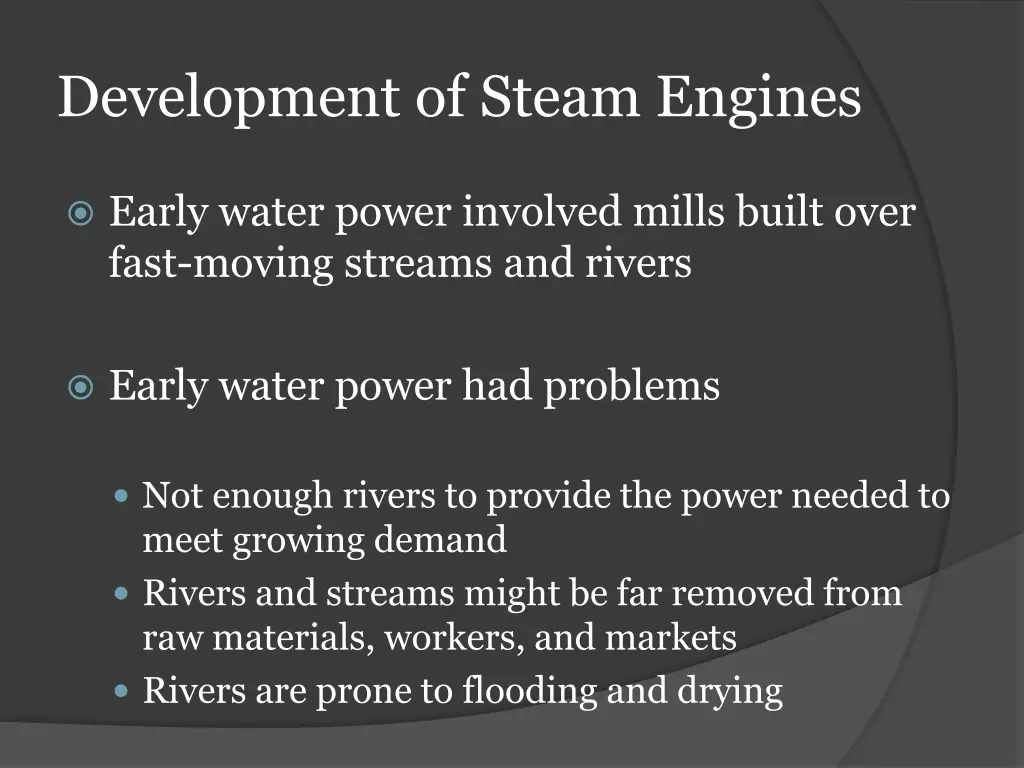development of steam engines