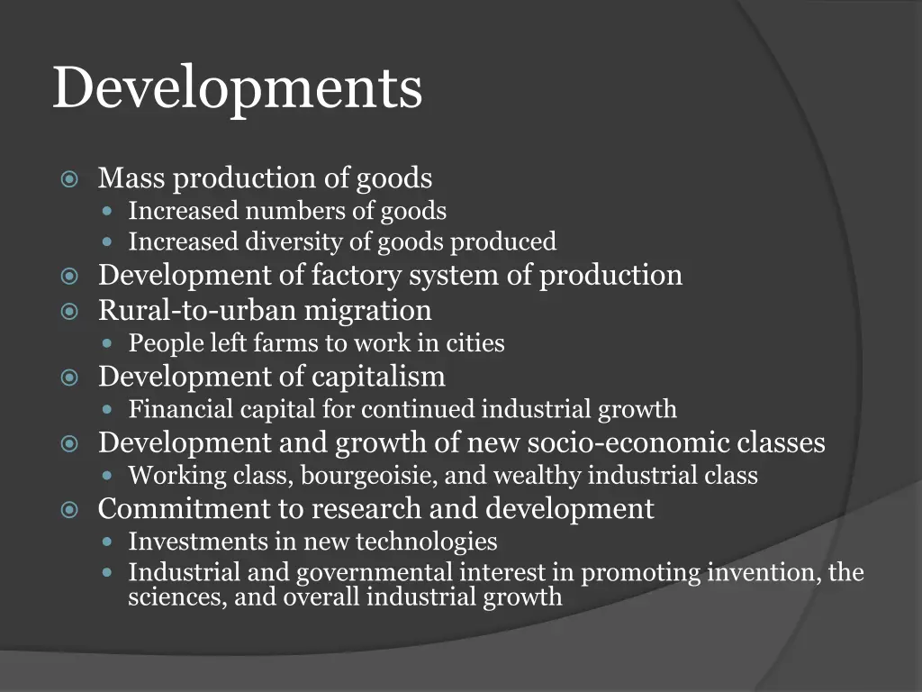developments