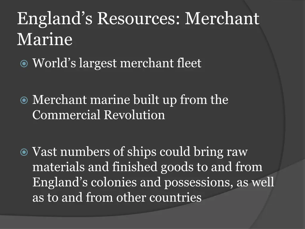 england s resources merchant marine