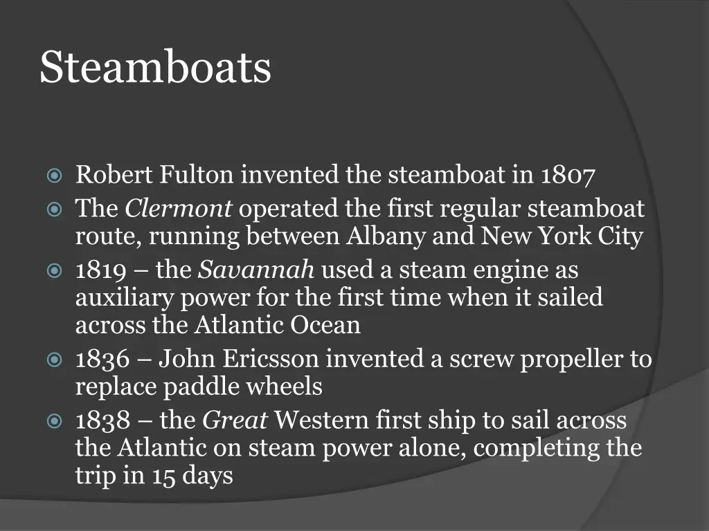 steamboats