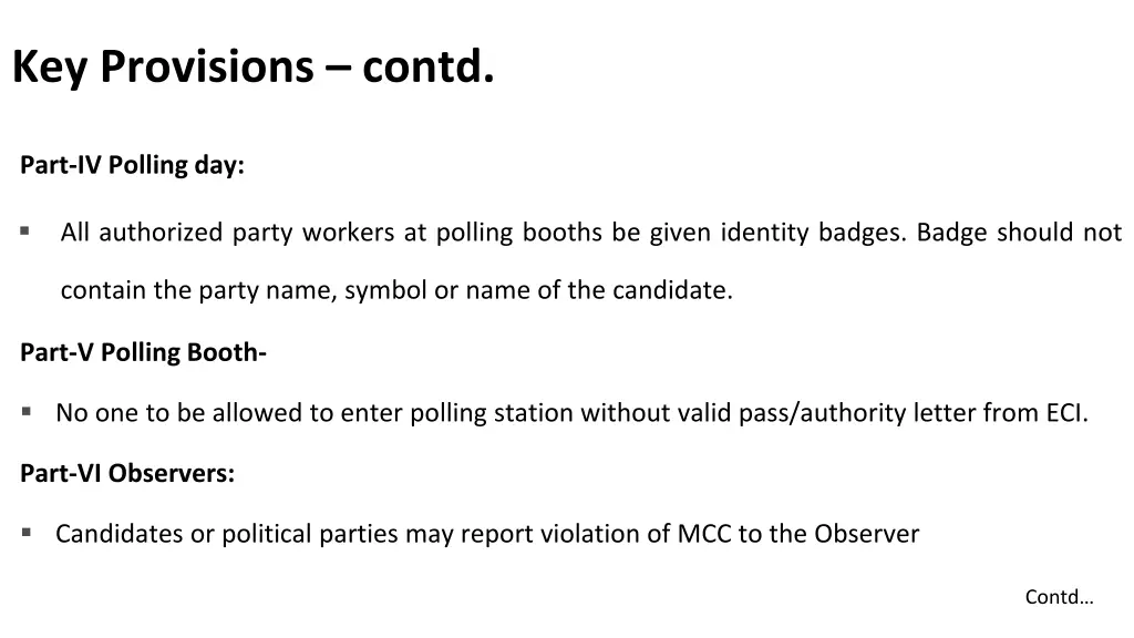 key provisions contd 1