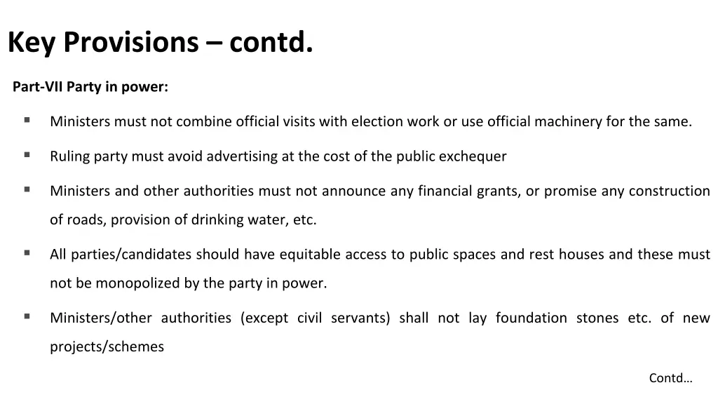 key provisions contd 2