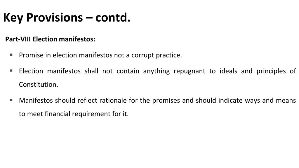 key provisions contd 3