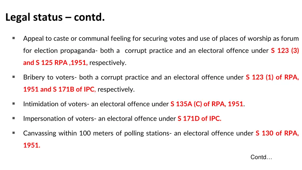 legal status contd