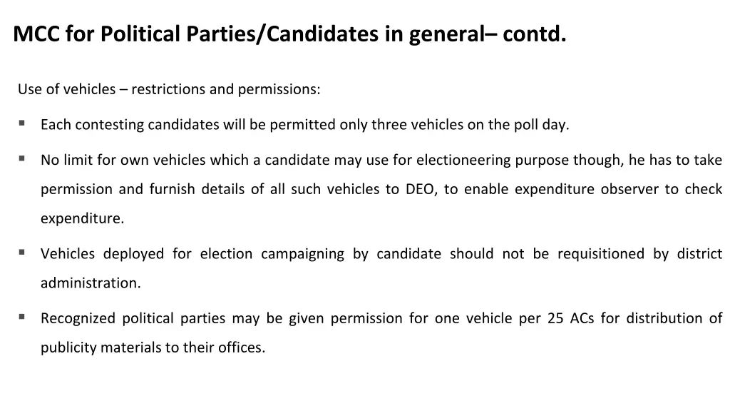 mcc for political parties candidates in general 1