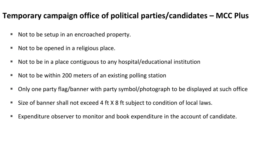 temporary campaign office of political parties