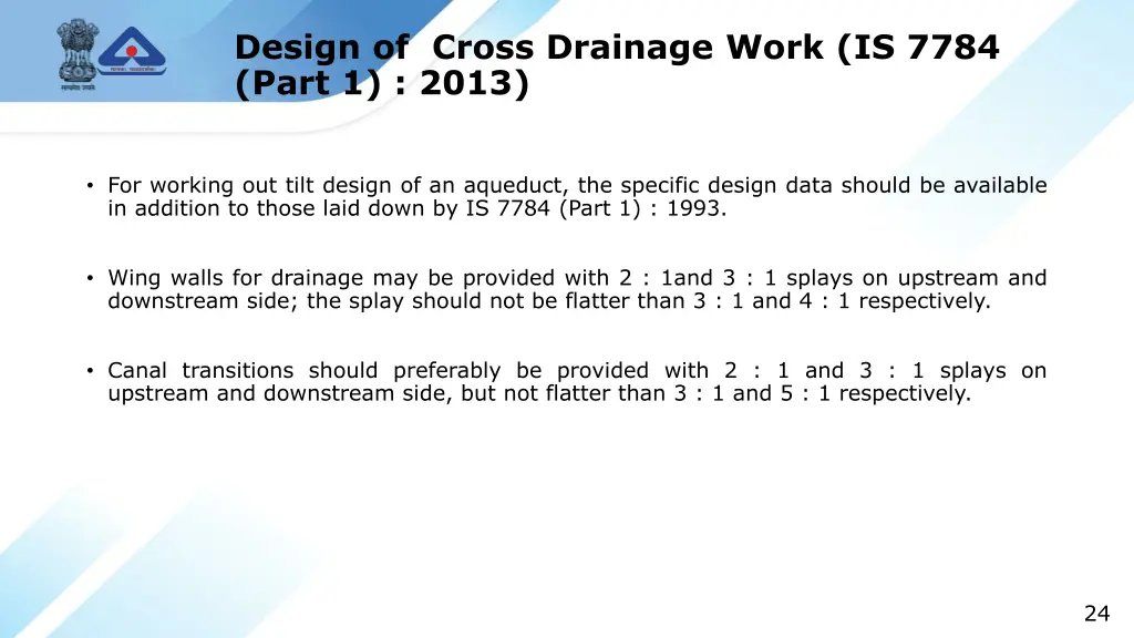 design of cross drainage work is 7784 part 1 2013 1
