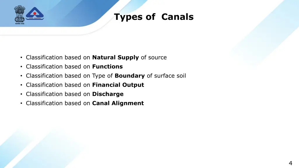 types of canals