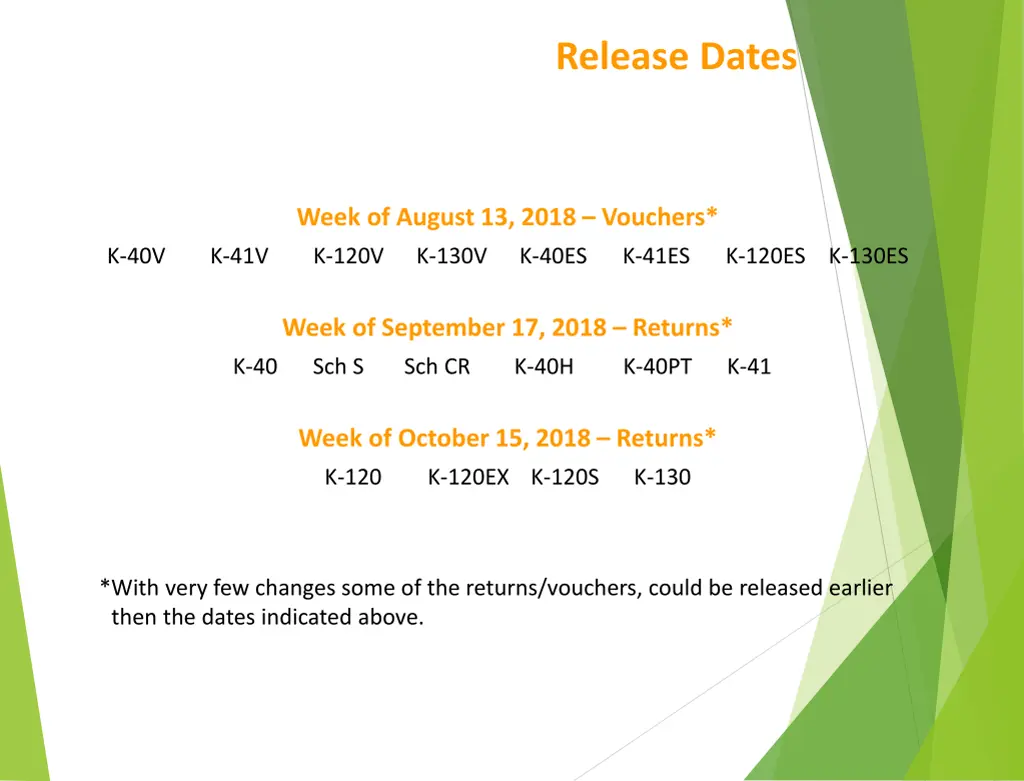 release dates