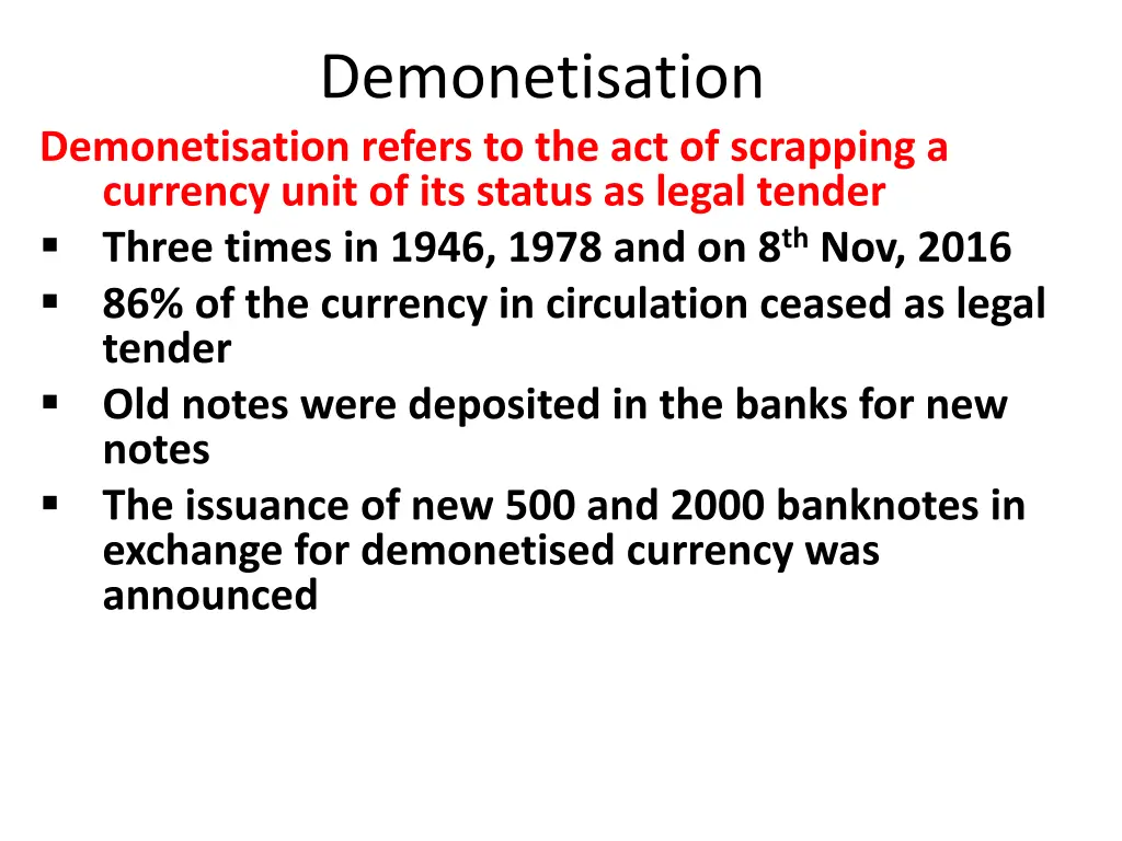 demonetisation