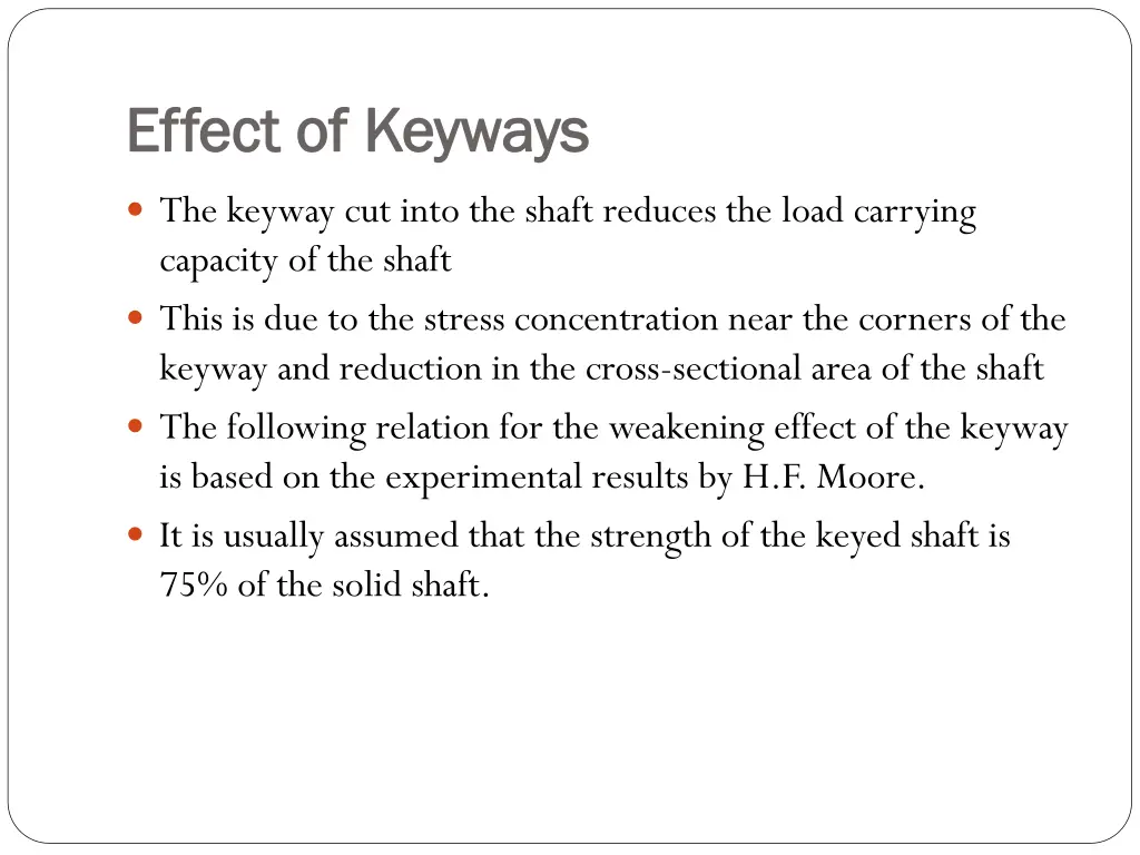 effect of keyways effect of keyways