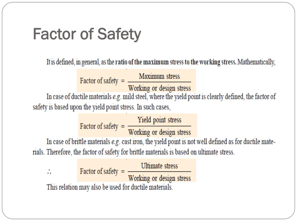 factor of safety factor of safety
