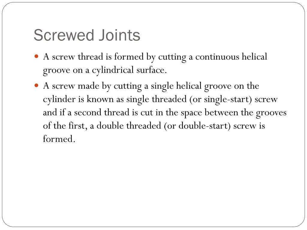screwed joints