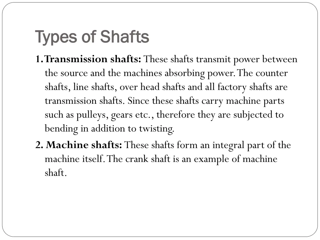 types of shafts types of shafts