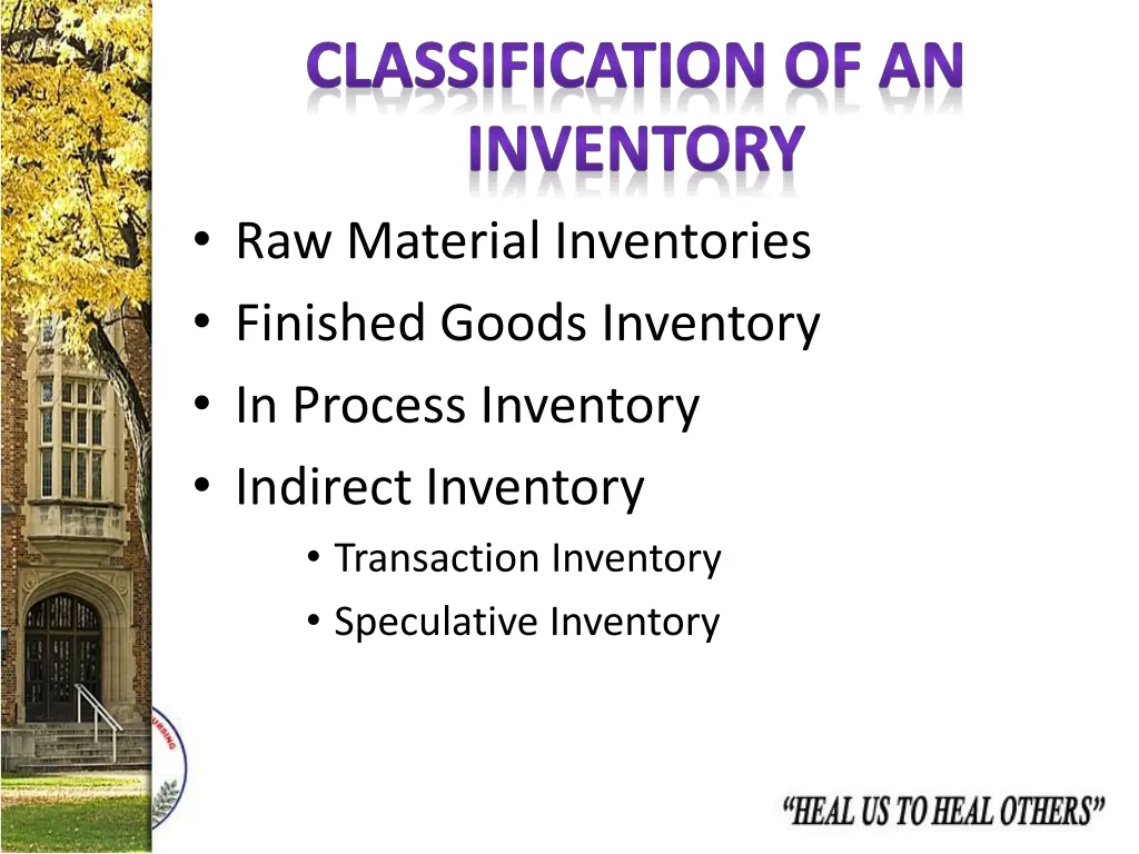 classification of an inventory raw material