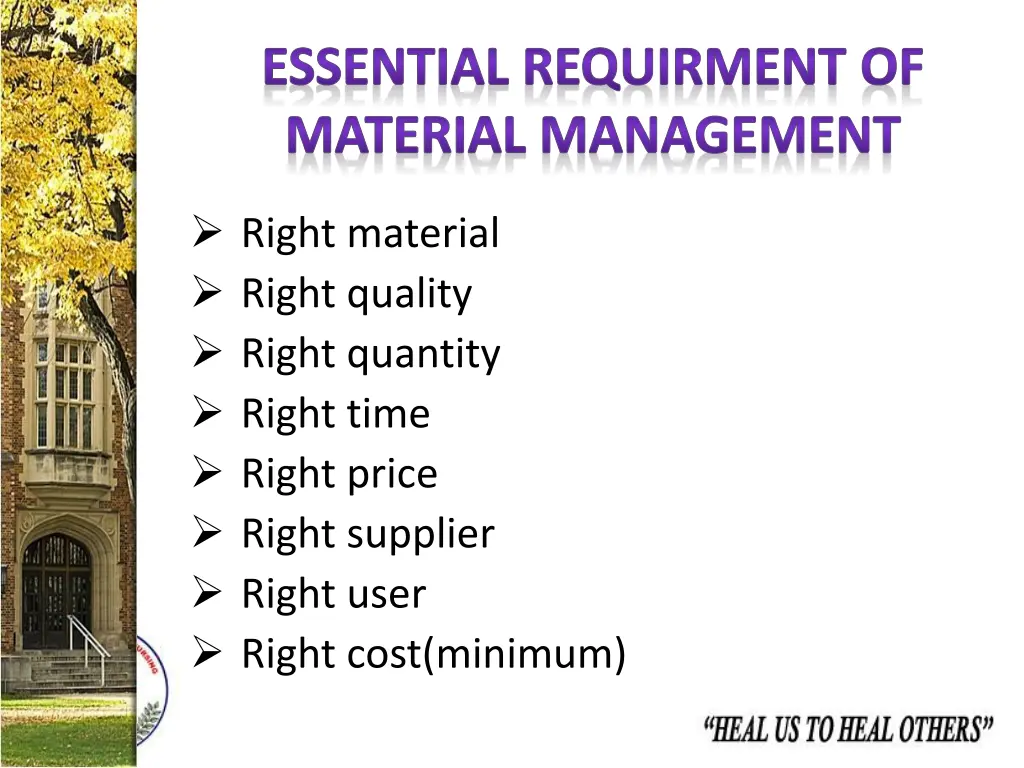 essential requirment of material management
