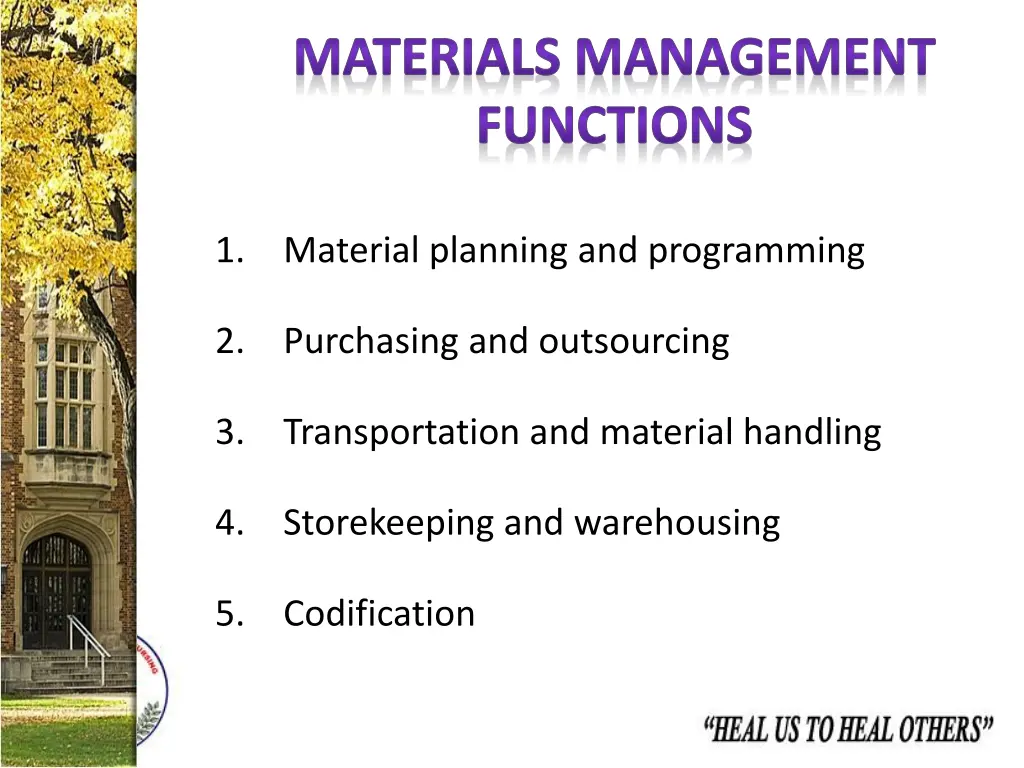 materials management functions