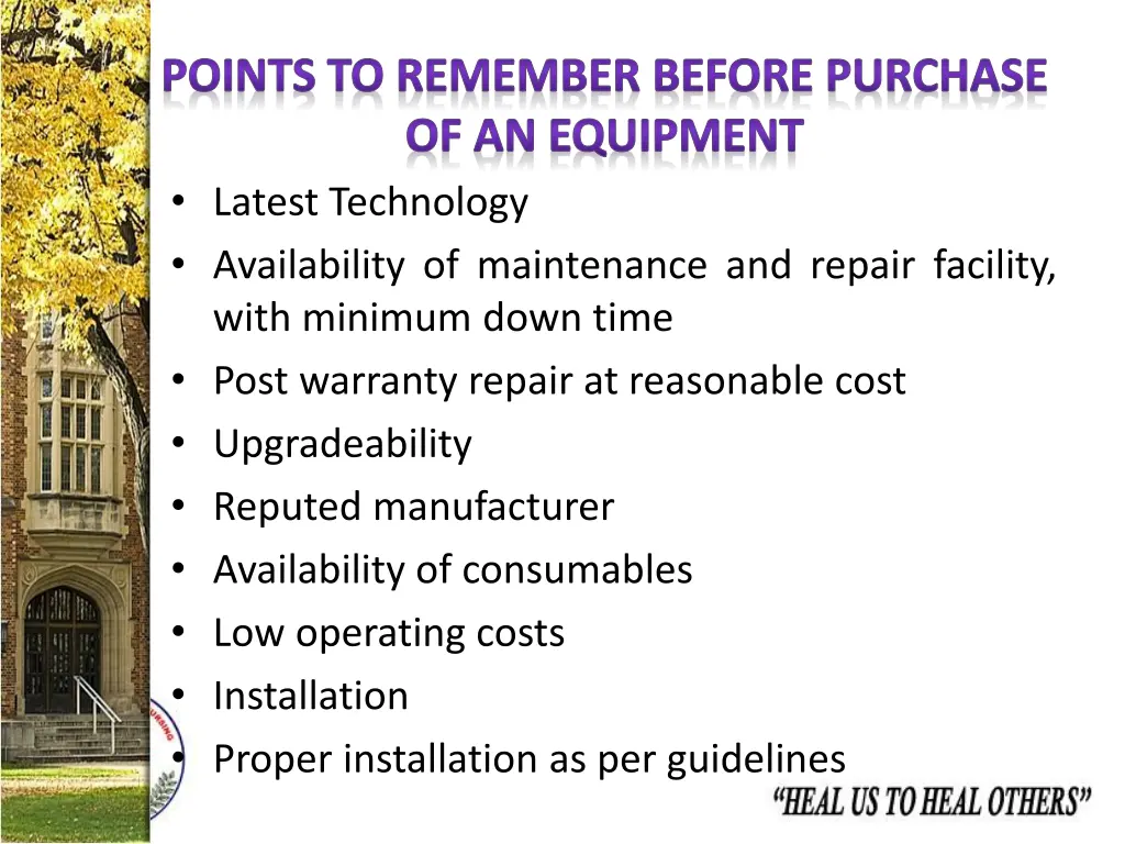 points to remember before purchase