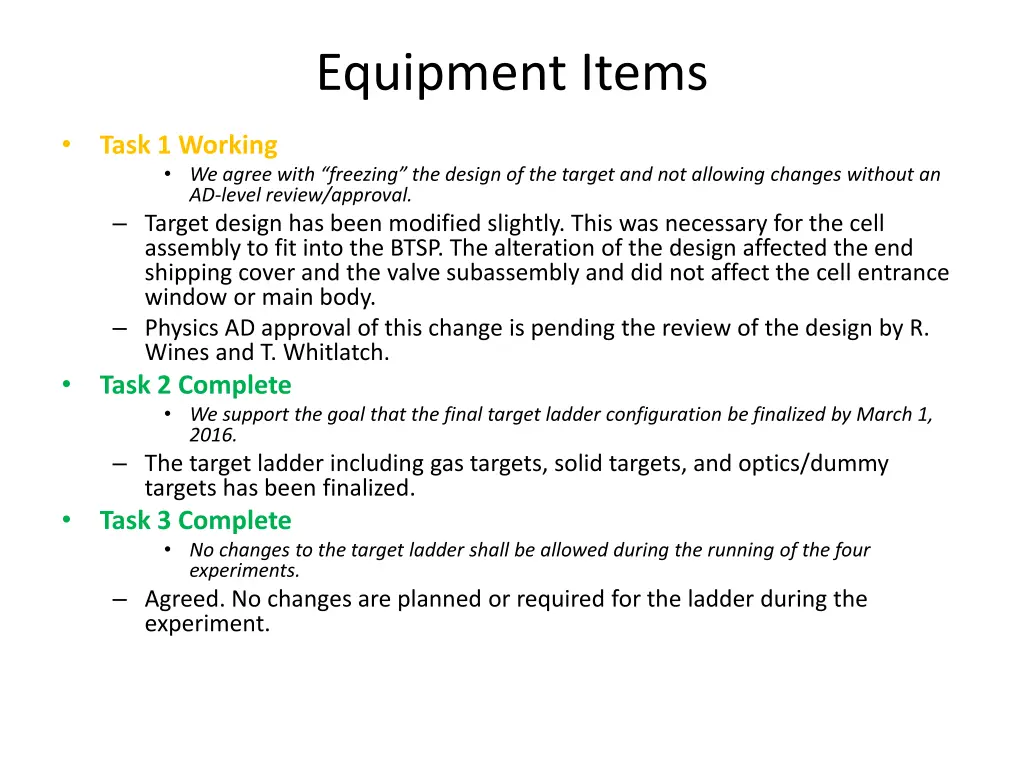 equipment items