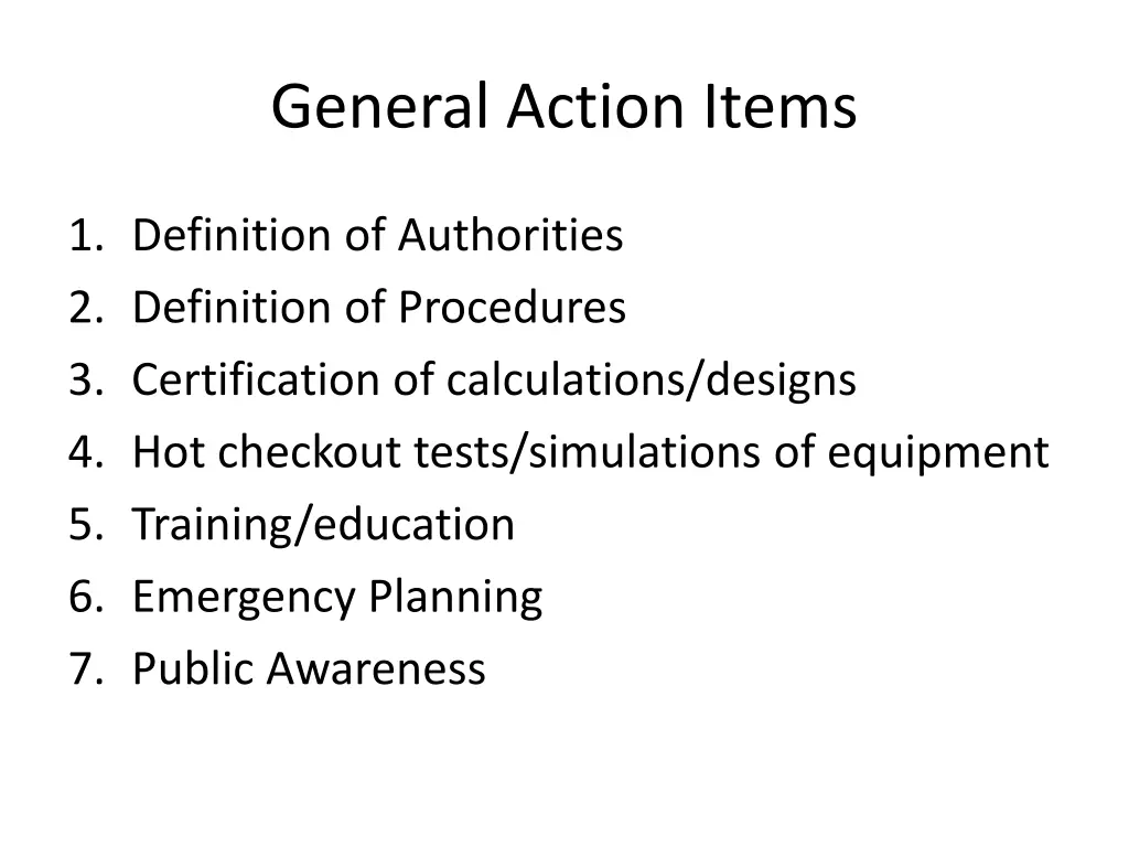 general action items