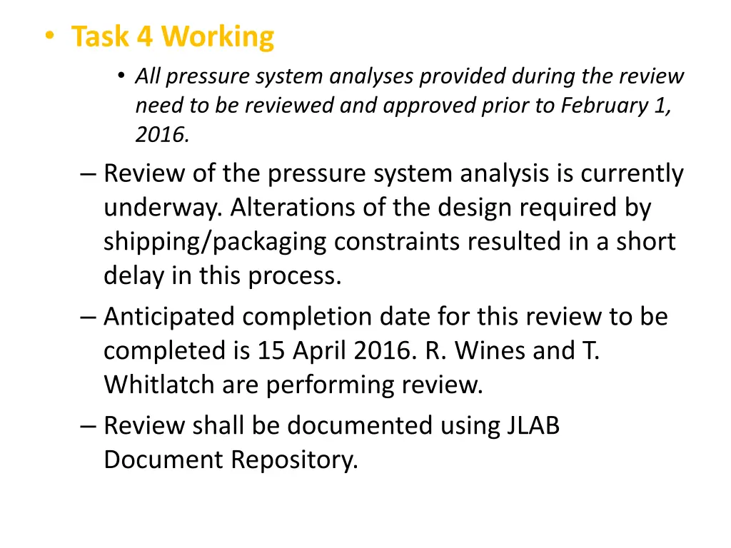 task 4 working all pressure system analyses