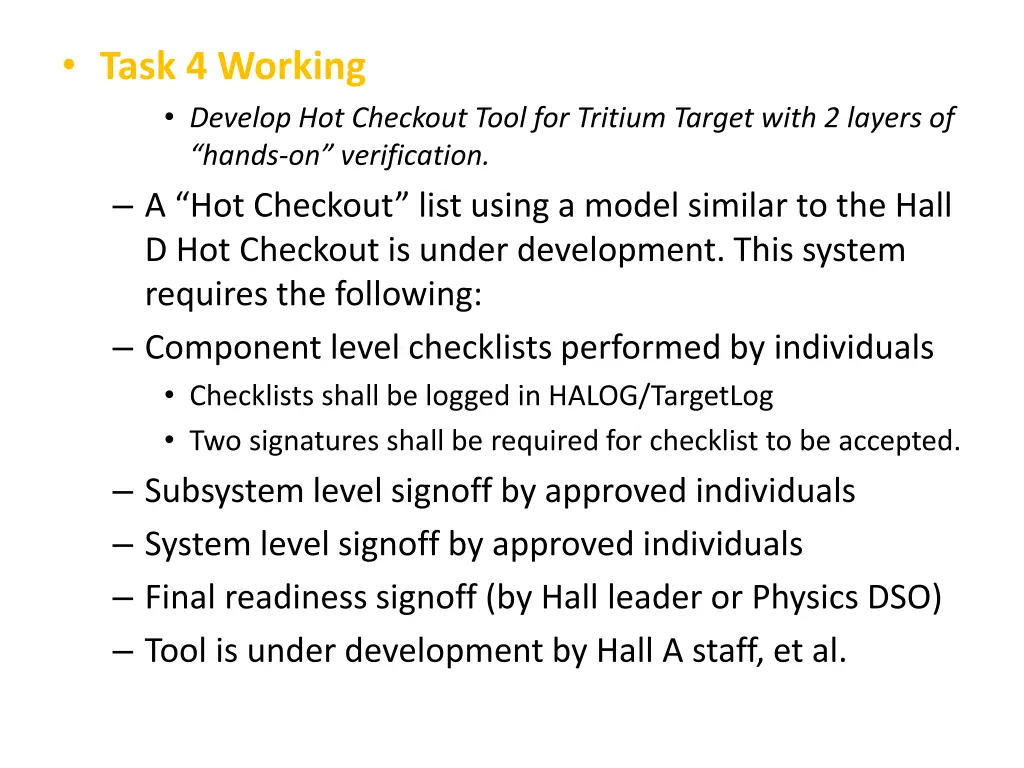 task 4 working develop hot checkout tool