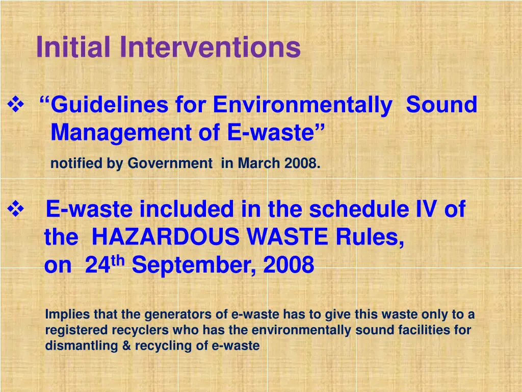 initial interventions