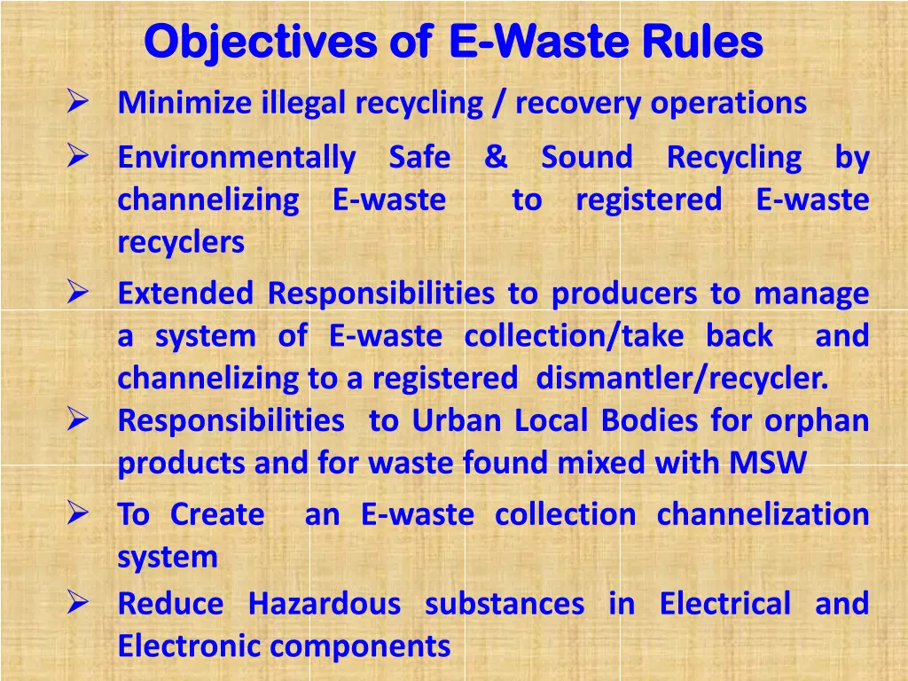objectives of e objectives of e waste minimize