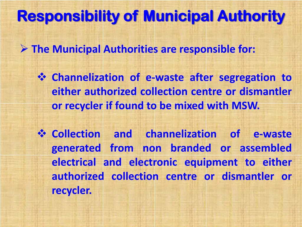 responsibility of municipal authority