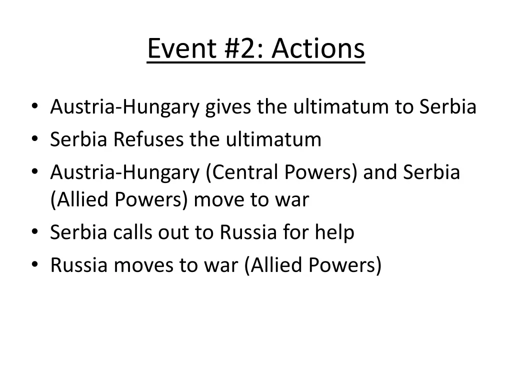 event 2 actions