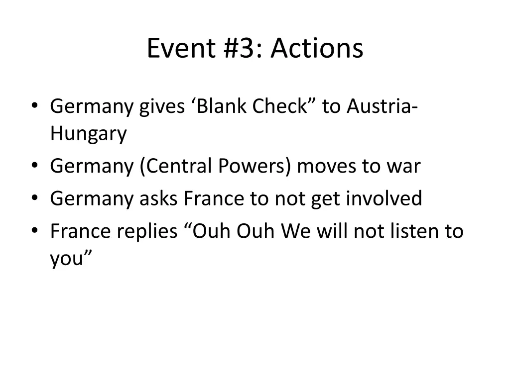 event 3 actions