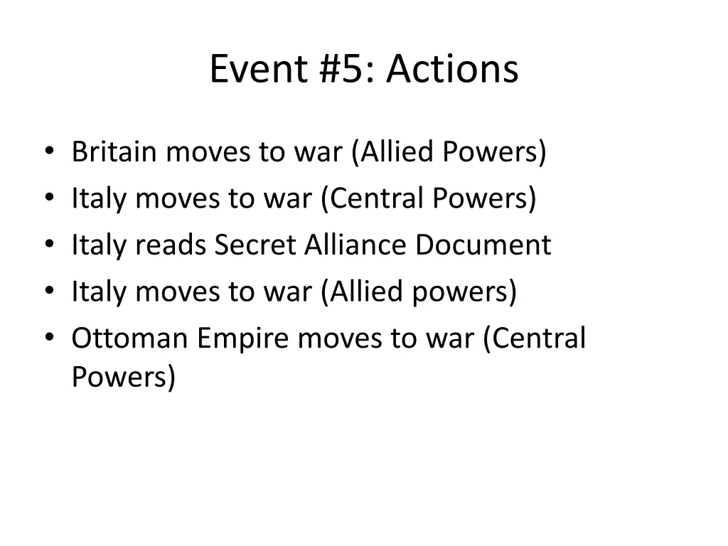 event 5 actions