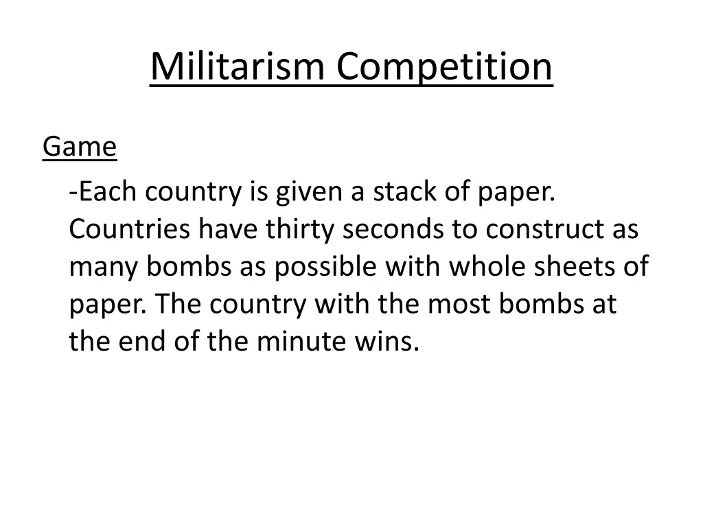 militarism competition