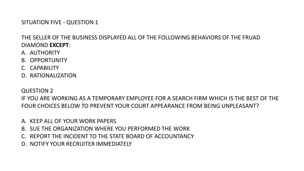 situation five question 1