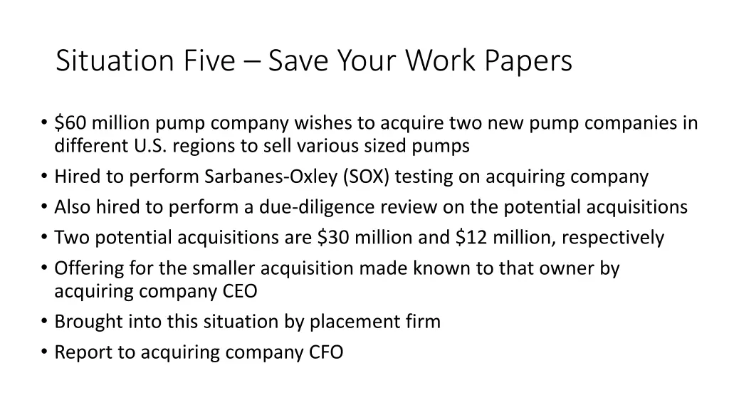 situation five save your work papers
