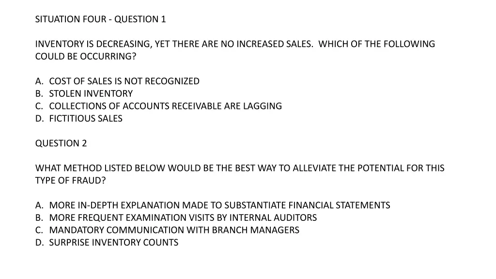 situation four question 1