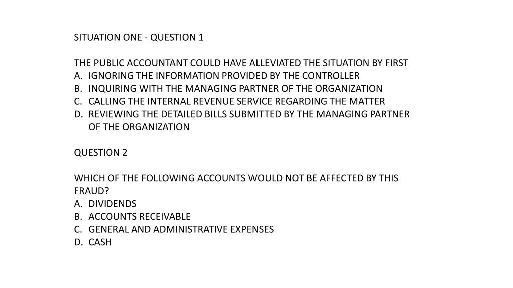 situation one question 1