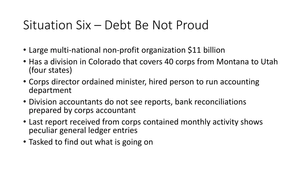 situation six debt be not proud