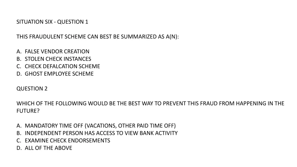 situation six question 1