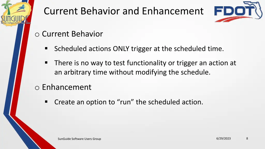 current behavior and enhancement