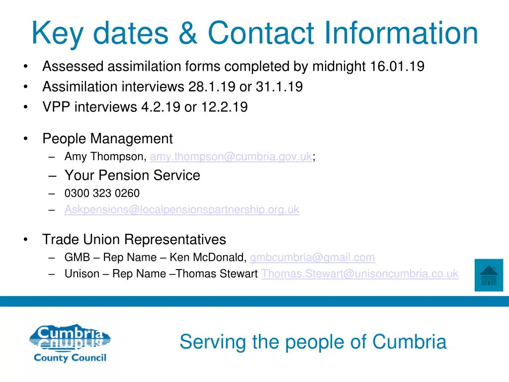 key dates contact information assessed