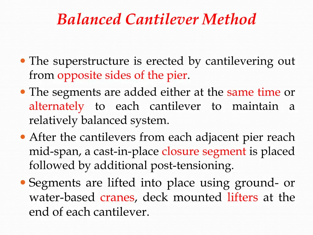 balanced cantilever method