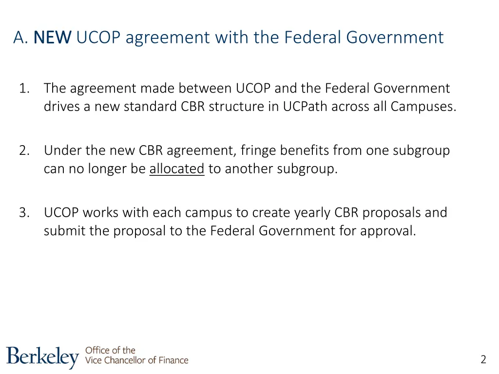 a new newucop agreement with the federal