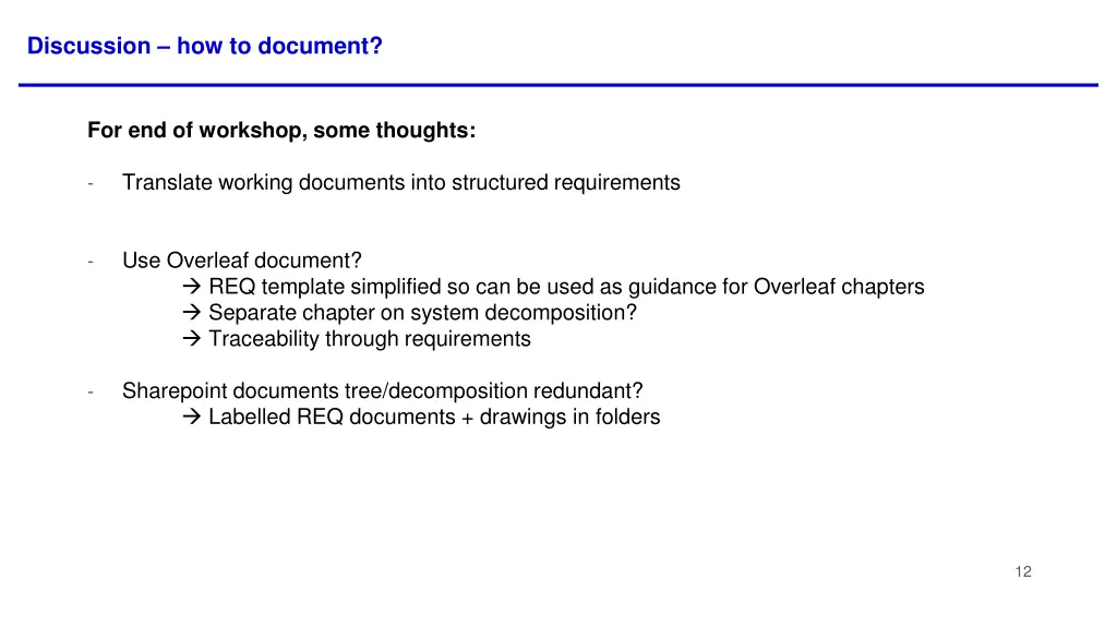 discussion how to document